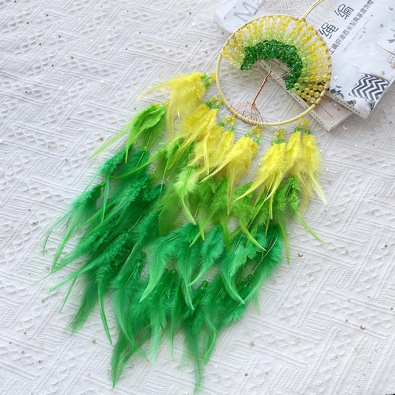 Dream Catcher Hand-woven Crystal Wind Chime Hanging Ornaments For Living Room Bedroom Creative Festival Holiday Gifts Home Decor
