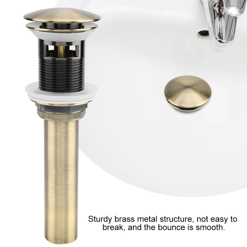 G1 1 4  Brass Bathroom Basin Sink Pop Up Drain Assembly with Over Flow (Green Bronze)