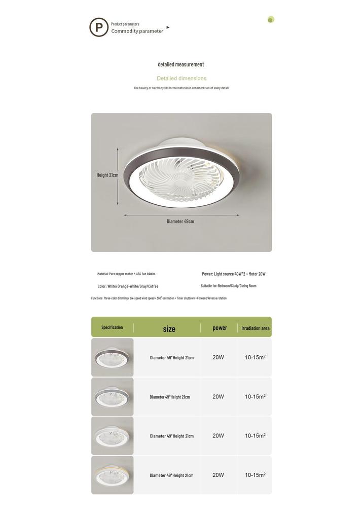 Smart Silent Ceiling Fan with 360° Rotating Light for Living Room or Bedroom