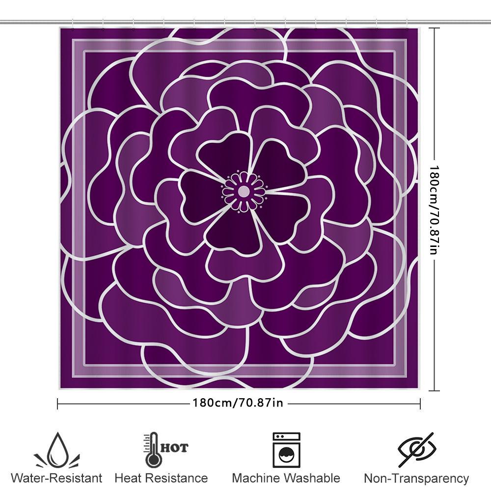 Vintage Purple Peony Shower Curtain Waterproof Fabric Home Decor Bathroom Decorations Wall Hanging For Bathtub