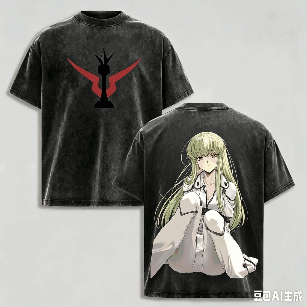 T-shirt Lavata Anime Code Geass Lelouch Lamperouge Estiva per Uomo Donna Moda Nuova Cotone Retro Casual Moda T-shirt