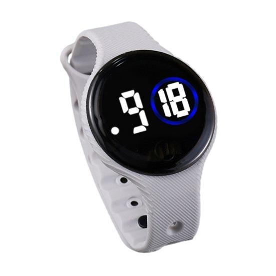 Children LED Digital Watch Round Dial Waterproof Swimming Watch Adjustable Silicone Strap Accurate Time Clear Display Kids Students Wristwatch