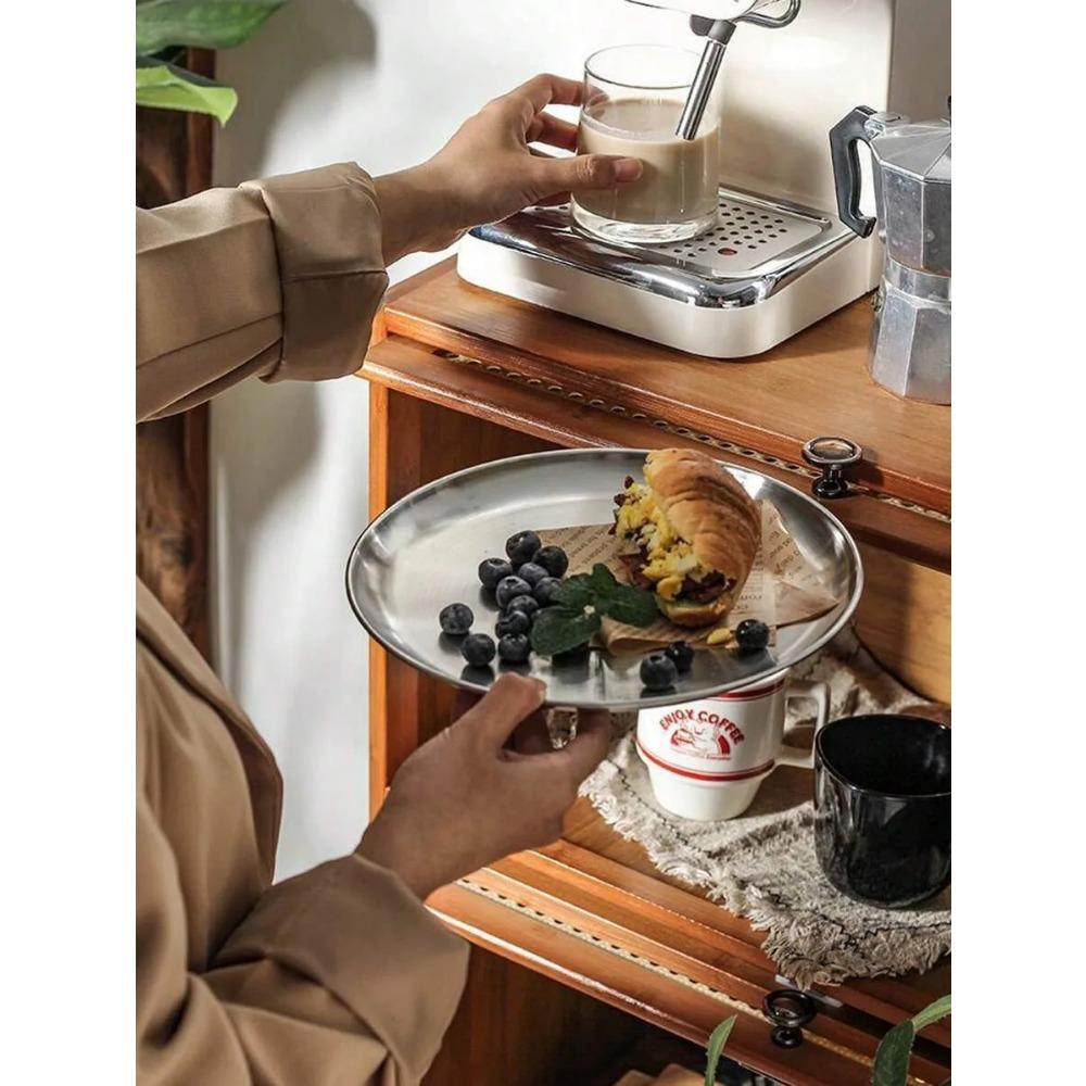 1/3pcs Stainless Steel Plate, Metal Round Dinner Plate Dessert/Salad Plate, Suitable for BBQ, Camping, Picnic, Party, Home Use