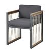 7-Piece Dining Table and Chair Set for 6 People, Table Made of Tempered Glass, Armrests of Plastic and Wood, Suitable for Backyard, Garden Patio