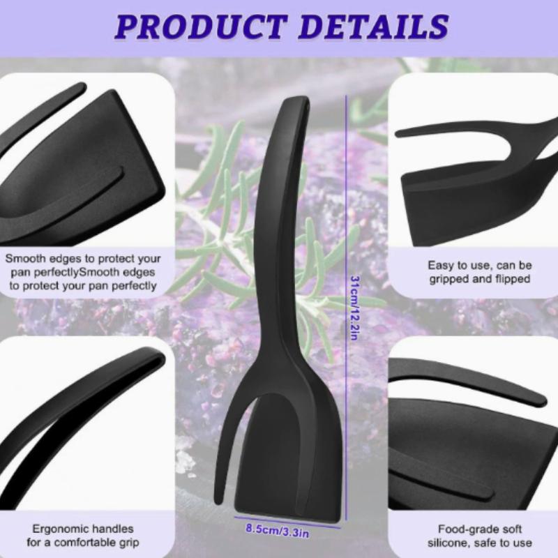 1PC 2 in 1 Grip Flip Spatula Tongs Nylon Non-Stick Egg Flipper Pancake Fish French Toast Omelet Maker Kitchen Tool