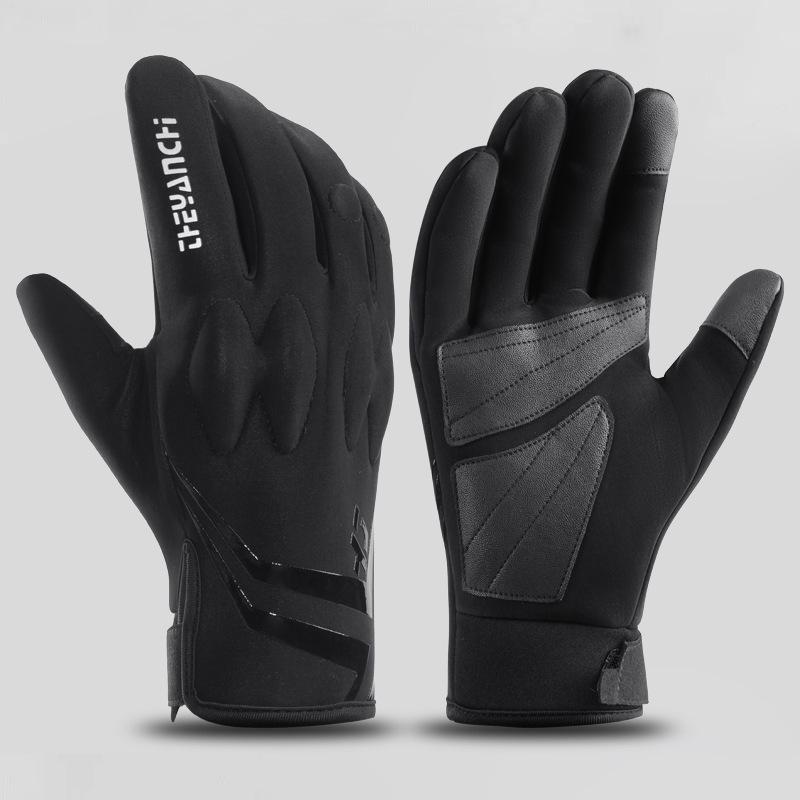 Men's Winter Windproof Waterproof Fingerless Touchscreen Cycling Gloves - Warm Fleece for Outdoor Sports