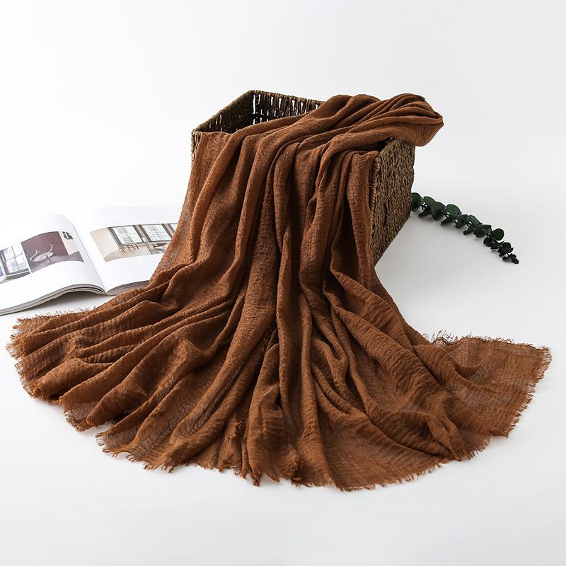 Women Cotton Linen Scarf Autumn Lady Solid Color Long Scarves Soft Thin Plain Shawl Foulard Viscose Wrap Shawls New Summer