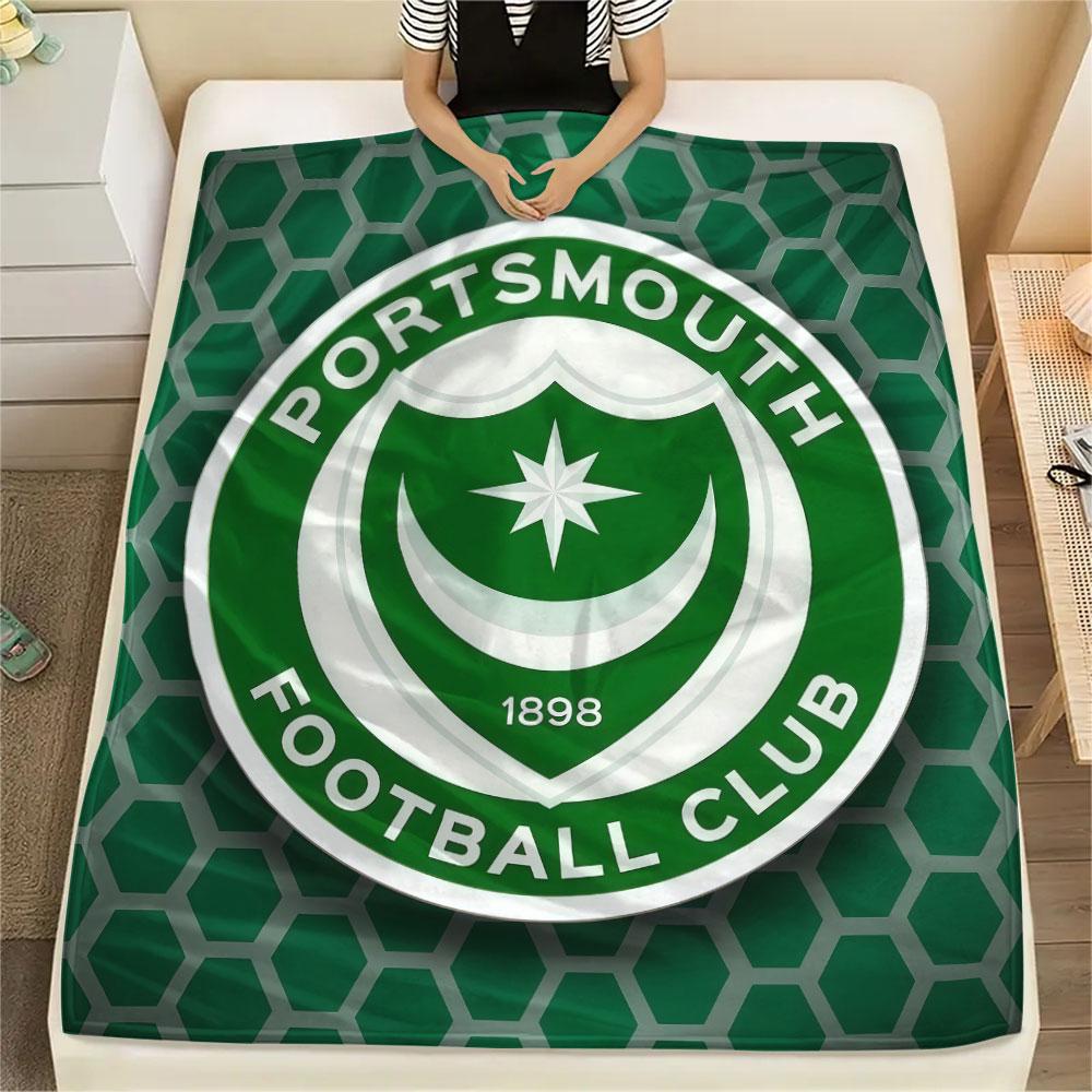 1PC Portsmouth Football Club Patterned Flannel Blanket Suitable For All Seasons for Home Decor Warmth and Comfort Gifts Holiday Present