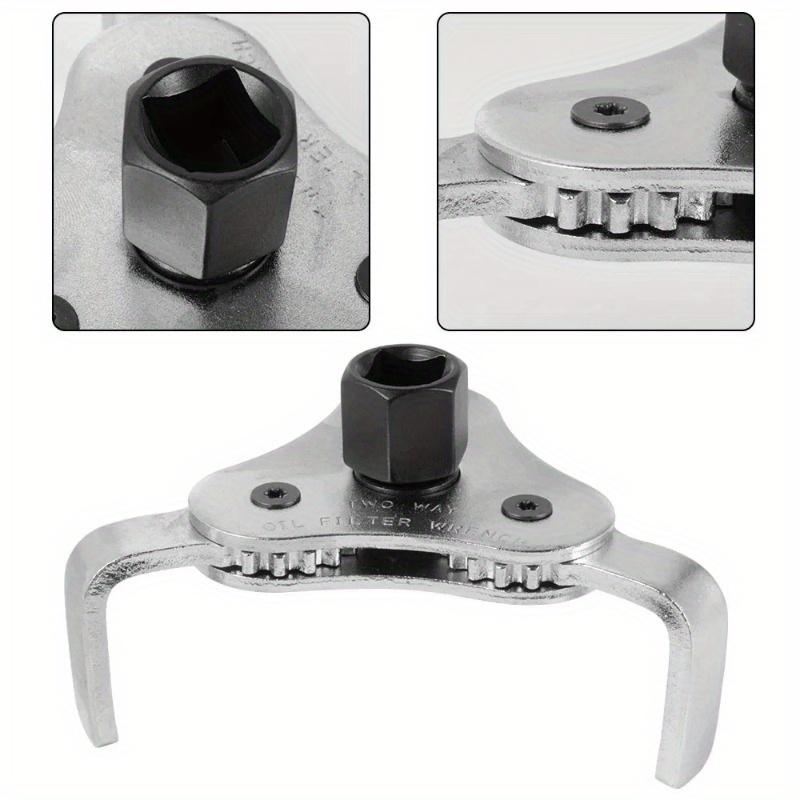 1PC Universal Adjustable Oil Filter Wrench From 2-1/2 Inch To 4.5 Inch Wrench Tool Set with 3 Jaw Uninstall Removal Key