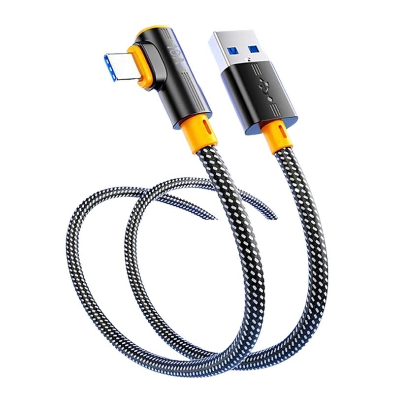 10A Fast Charging Braided Cable Right Angle USB C Cable Data Transfer Cord Suitable for Gaming and Quick Charging