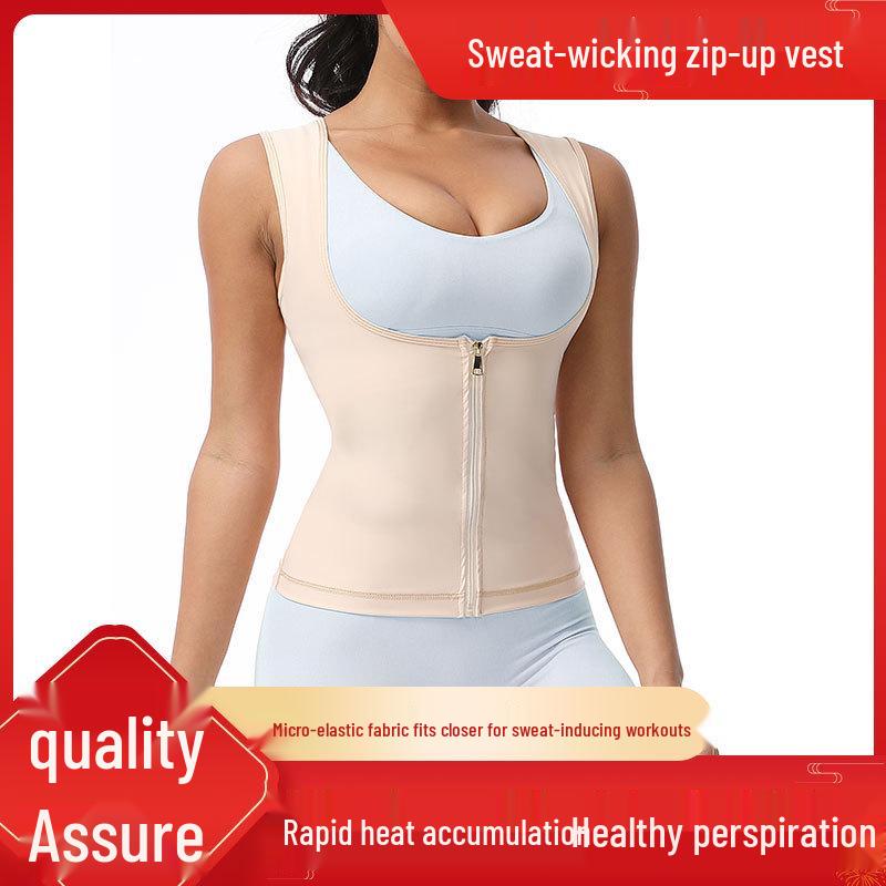 

Women s Bust Support Abdomen Control Sweat-Wicking Yoga Vest with Zipper Small