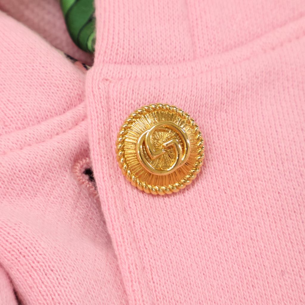Gucci 572808 Pink Tennis Logo Gold Button Hooded Parka Jacket S pinkUsed