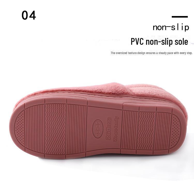 Herbst/Winter Paare Dicke Sohle Warme Baumwollpantoffeln mit Imitat Kaninchenplüsch für Männer & Frauen