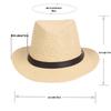 Unisex Solid Color Straw Jazz Hat - Outdoor Sun Protection for Men & Women
