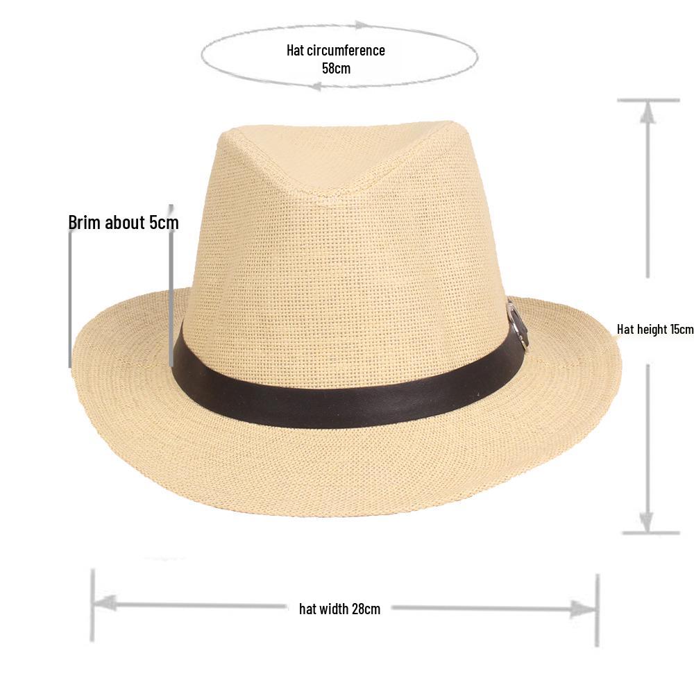Unisex Solid Color Straw Jazz Hat - Outdoor Sun Protection for Men & Women