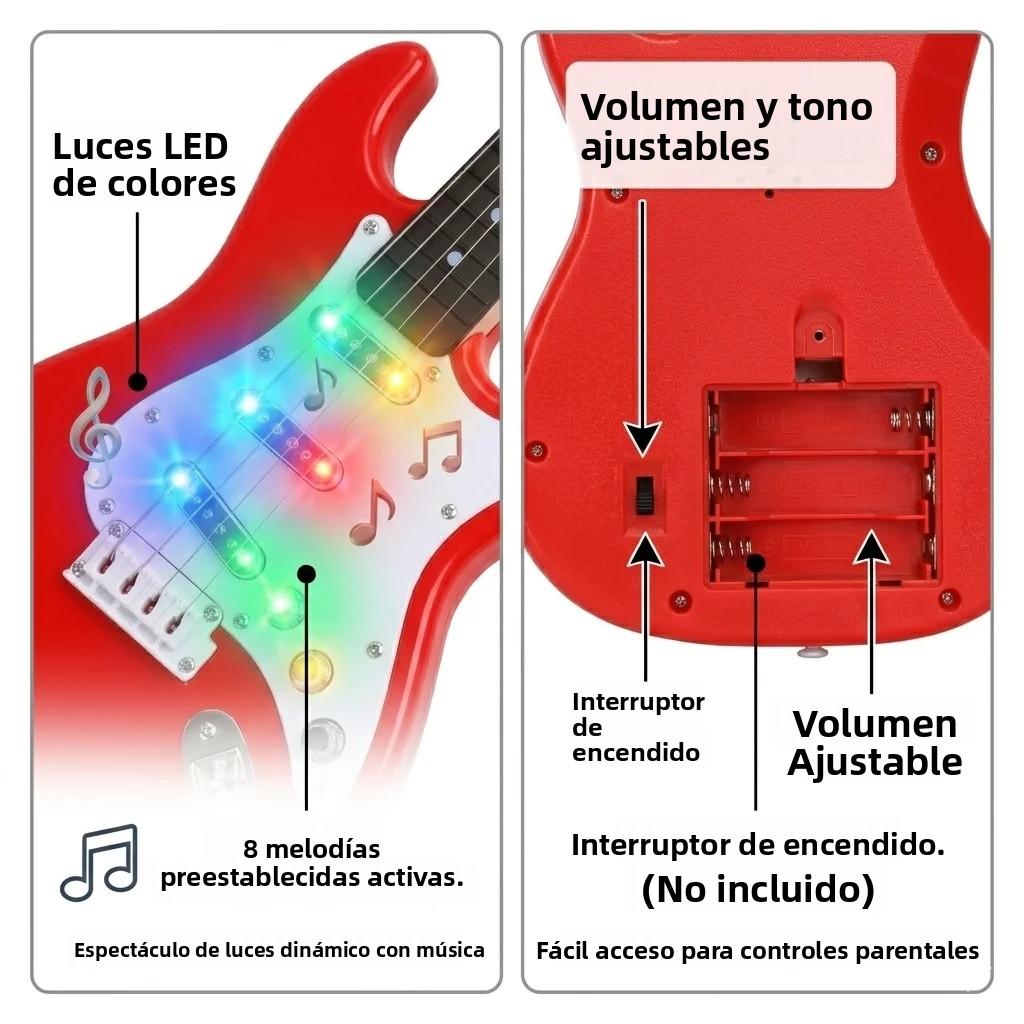 17 Inch Kids Electric Guitar Toy 4 Strings LED Lights Portable Musical Instrument Birthday Gift for Beginners Boys Girls Toys