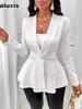 Women's Autumn Overcoat Thick Fleece Fit Formal Blazer Jacket