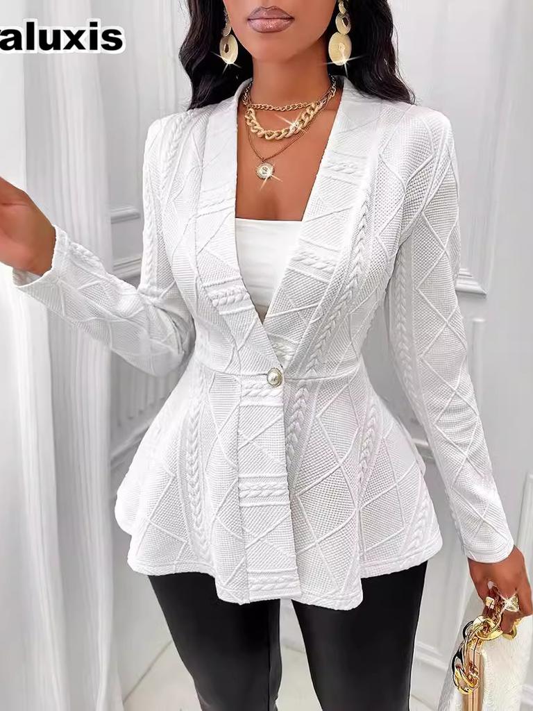 Women's Autumn Overcoat Thick Fleece Fit Formal Blazer Jacket