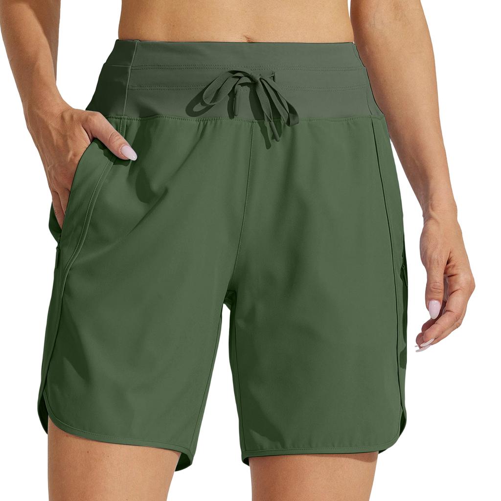 Women's Summer Loose Casual Color Sports Shorts High Waisted Running Shorts With Pockets