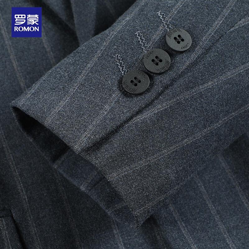 ROMON Men's Slim-Fit Grey Stripe Business Suit Set