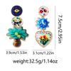 ZA cross-border literary and retro creative design sense alloy printing geometric love flower flower asymmetrical women's earrings
