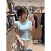 Tshirt For Women Summer Cotton Blend Short Sleeve Slim Fit Casual Top