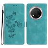 For Honor X9c 5G Case Leather Imprinted Flower Phone Cover Wallet with Wrist Strap