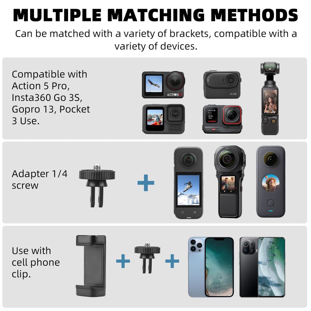 BRDRC Action Camera Necklace Mount for Go Pro with Magnetic Phone Clip for OSMO Action 5 Pro 4 3 Pocket 3 Insta 360 X4 X3 ACE PRO iPhone Recording