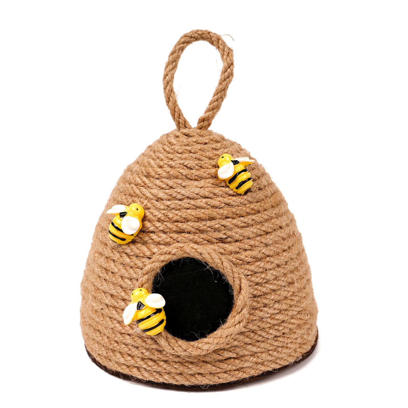

Woven Rope Bees Hives Hanging Decoration with Bowknot for Bees Festival Summer Spring Holiday Tiered Tray Shelf Decors L
