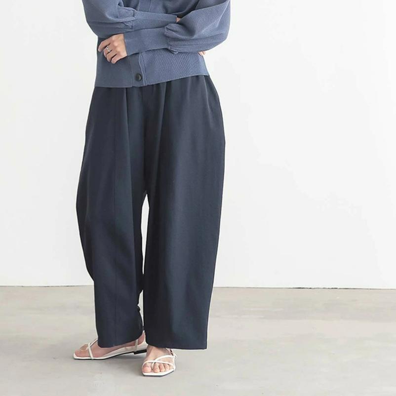 Japanese Spring and Summer Casual Pants Women's Simple Casual Solid Color All-match Bloomers Wide-leg Pants Trousers