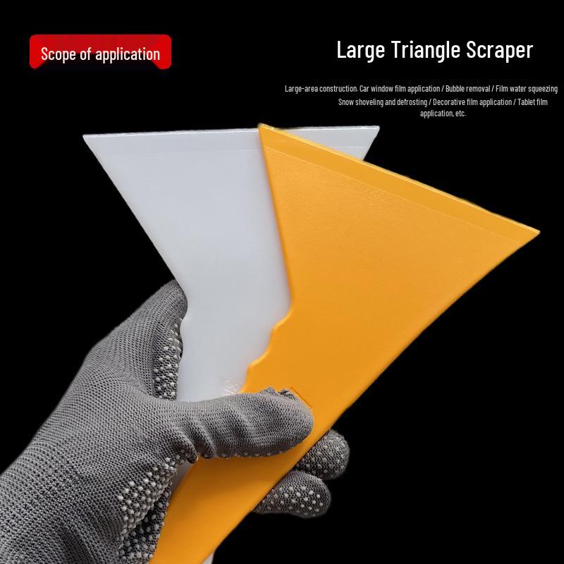 Car Film Application Tool Set - White Triangle Hard Plastic Scraper, Wear & High-Temperature Resistant, Water-Draining