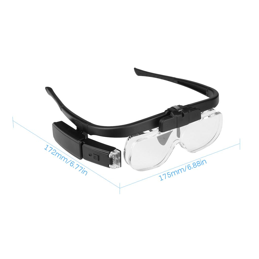 4.5X Magnifying Headset with LED Light Magnifying Glass Head Mounted Jewelry Loupe Magnifier with Multiple Lens 2 LED Lights for Crafting Clock Watch