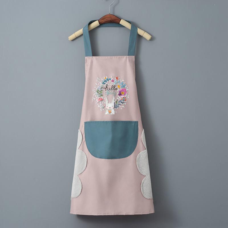 Garland Rabbit Kitchen Apron, Waterproof and Stain-resistant Coral Velvet Hand Towel Apron, Neck-hanging and Waist-encircling Apron