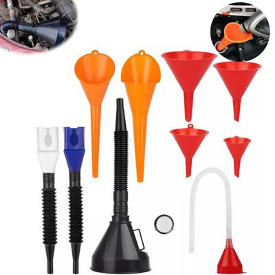 Multi-Piece Plastic Liquid Funnel Kit Flexible Extension Spout Funnels Wide Mouth Fuel Oil Transfer Anti-splash Refuel Tools