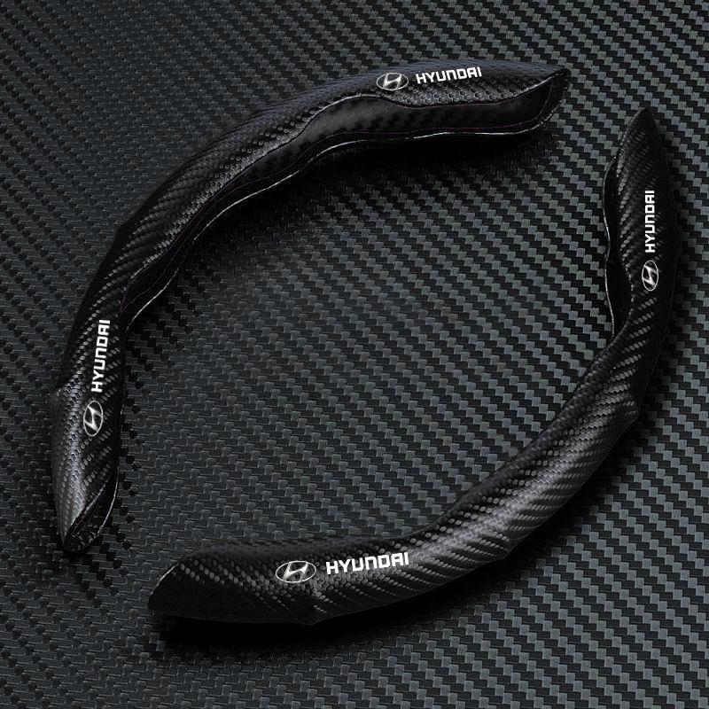 2pcs Carbon Fiber Non-Slip Steering Wheel Cover Car Accessories For Hyundai I30 Accent Creta Kona IX35 I40 Getz Sonata Elantra Veloster