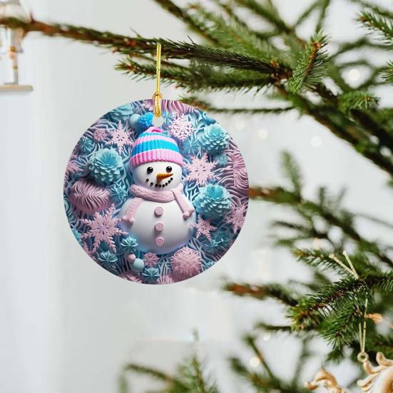 Christmas Pendant Santa Claus Elk Snowman Charm 2D Christmas Hanging Ornament with Lanyard Design Elk Window Decor