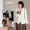 Large Size Women's Hooded Sweater Cardigan Autumn and Winter New Lazy Wind Loose Knitted Top 343338