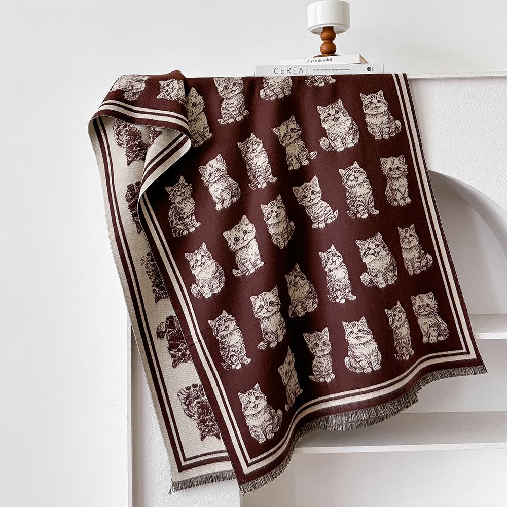 Luxury Butterfly Print Faux Cashmere Scarf: Warm, Stylish Color-Block Shawl for Women, Perfect Winter Neck Warmer