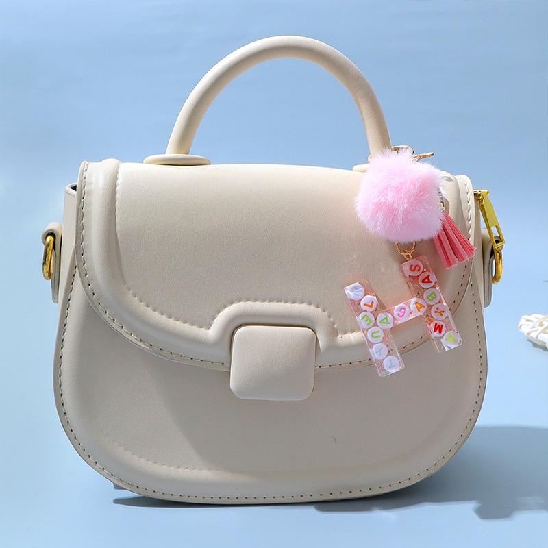 1PC Keyring Key Accessory Letter Filled Colourful Initial Pendant With Fluffy Keychain Glitter Tassel Charms For  Bags Backpacks