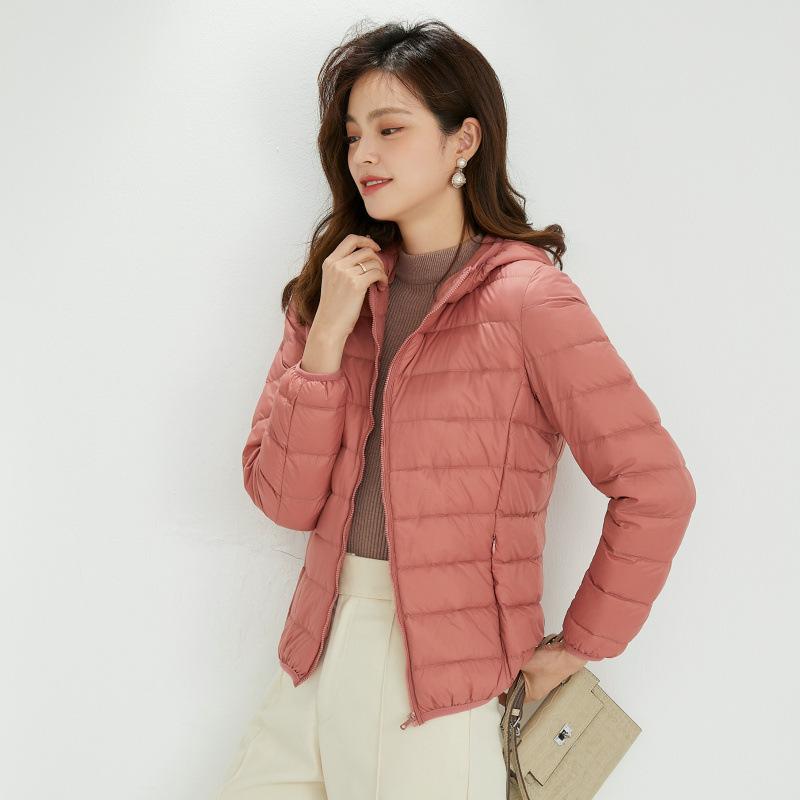 Winter new hooded down jacket women's light and thin women's jacket short light and fashionable white duck down