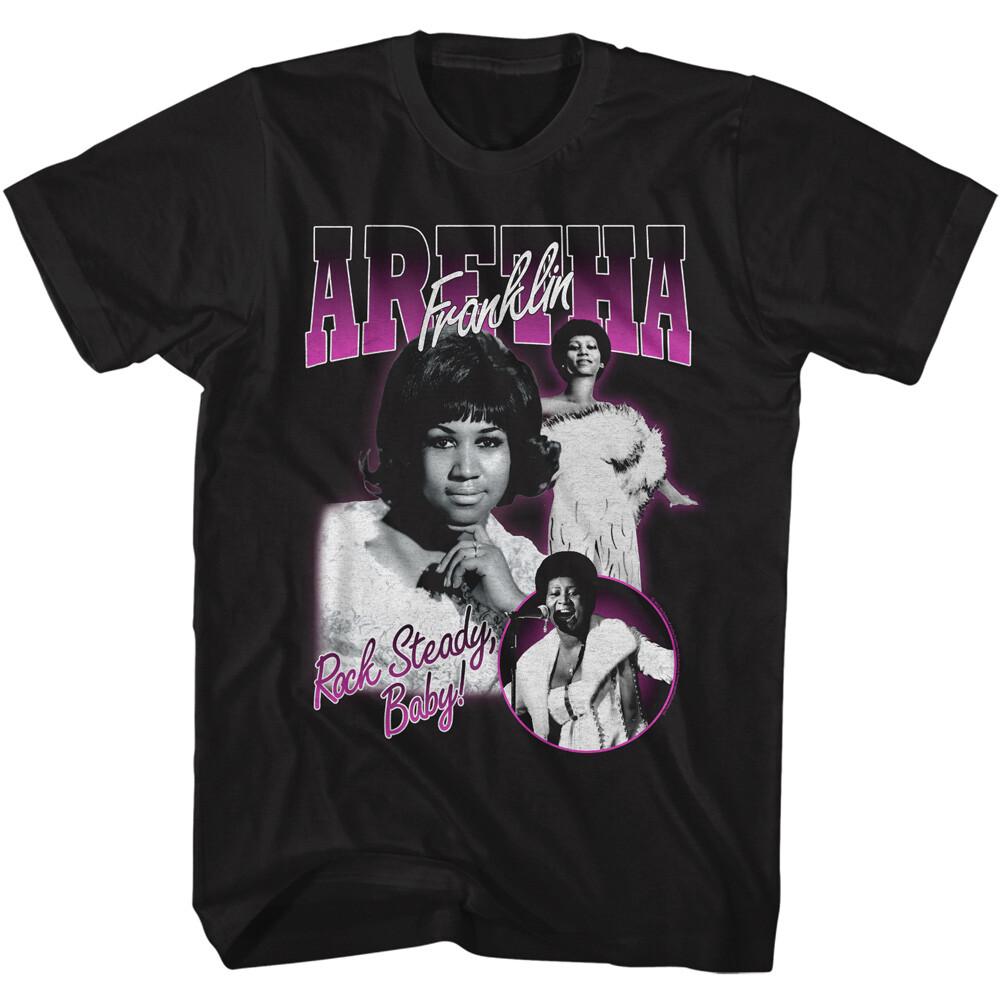 Aretha Franklin Rock Steady Baby Collage Men T Shirt Soul Music Merch XXL