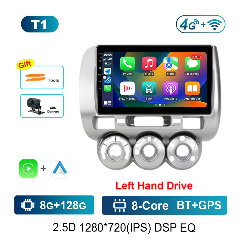 Left Hand Drive 9'' for Honda Jazz 1 GD 2001 - 2008 Car Radio Multimedia Player Android Intelligent System GPS Navi WiFi+4G BT