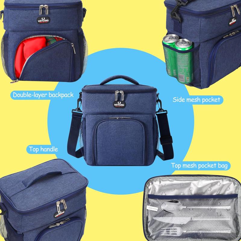 Insulated Bag Double-layer Large Capacity Picnic Bag Outdoor Portable Crossbody Fresh Cooler Lunch Bag