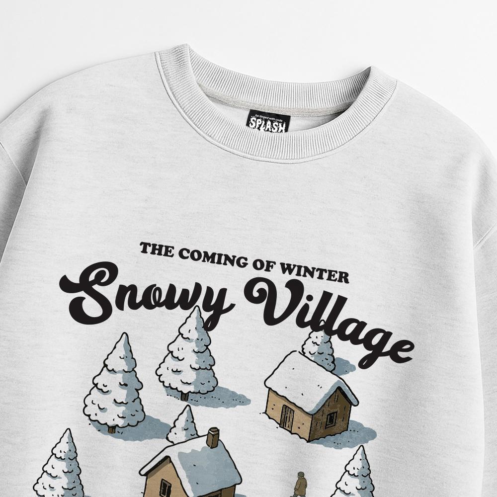 Seupeullaesikodeu Heavy Crewneck Sweatshirt Melange White - Snow Village