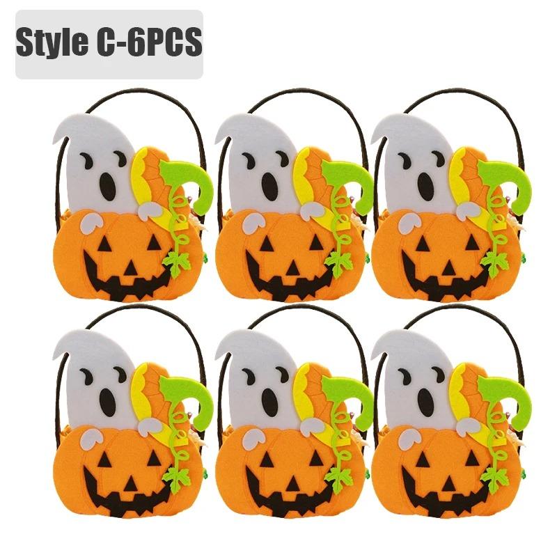 1-6 STÜCK Halloween Süßigkeitenbeutel für Kinder Filz Kürbis Geschenk Tragetasche Feiertagsparty Halloween Dekorationen Zubehör