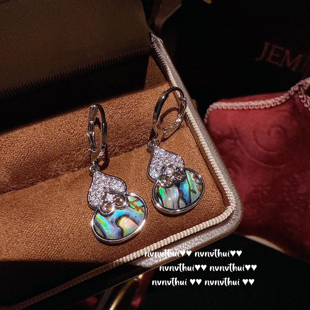 Ancient Flower Silk Screw Gourd Portable Buddha Pendant Necklace, New Chinese Style, Fritillary Gourd Flash Diamond Earrings, Set