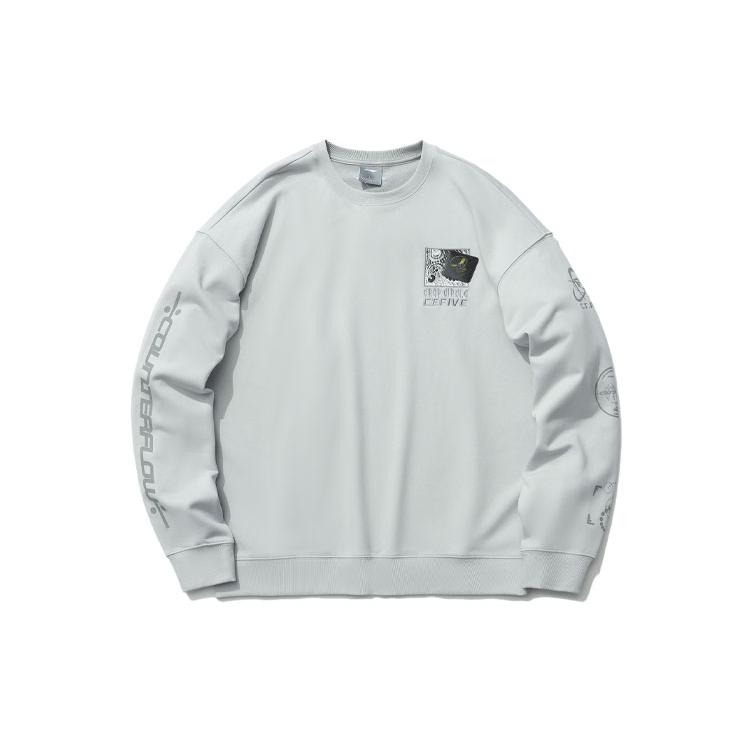 Li Ning Sweatshirts Unisex Coin Gray Crew Neck Moderate Regular AWDR384-3 S