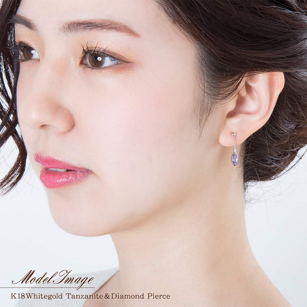 Tanzanite Earrings K18 Diamond 18K White Gold Jewelry [Barzaz] Women's