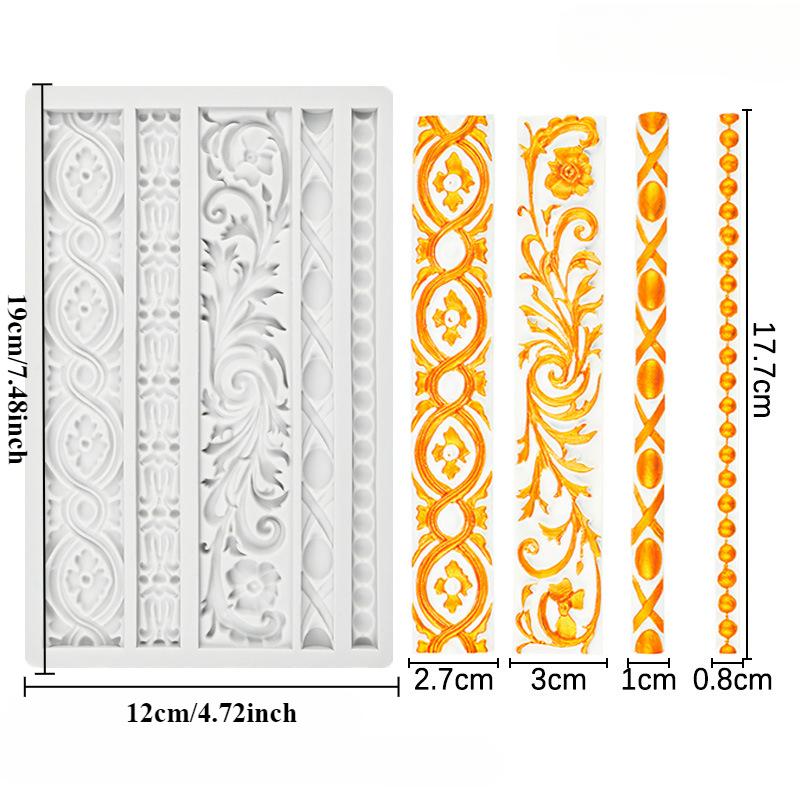 Embossed Twist Rope Modeling Silicone Mold Braided Pattern Cake Rim Decoration DIY Cake Baking Tool Strip Lace Decoration Molds
