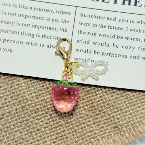 Keychain Pendant Bowknot Decor Simulated Fruit Design Key Chain with Universal Lobster Clasp Keys Bags Phones Accessory